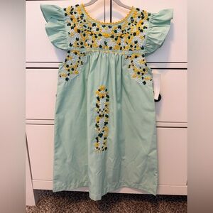 Girls Floral Embroidered Dress - Baylor 💚💛